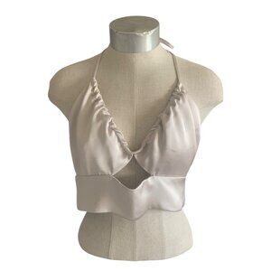 GARAGE Pebble Gray Kristina Smocked-Back Women's Halter Top NWT Size XL